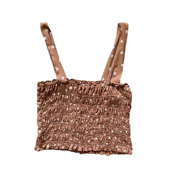 AMERICAN EAGLE Boho Crop Tank Top Brown White Size Medium - Picture 1 of 5
